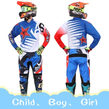 Фланелка и панталони за мотокрос, бебешки дрехи за големи момчета и момичета, студентски състезателен костюм, комплект екипировка, състезателен костюм MX Combo