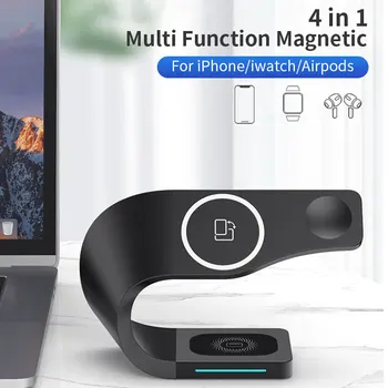 3 в 1 Безжично Зарядно устройство за iPhone13 12 Магнитна Поставка за Зареждане AirPods Pro на Apple Watch 1-6 SE Скоба за закрепване