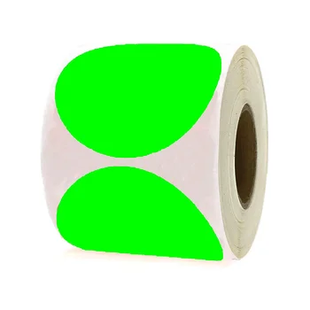 2-цолови флуоресцентни зелено, точка етикети с цветово кодиране, Кръгли стикери с цветен код, 500 Лепило етикети за организиране на инвентаризация