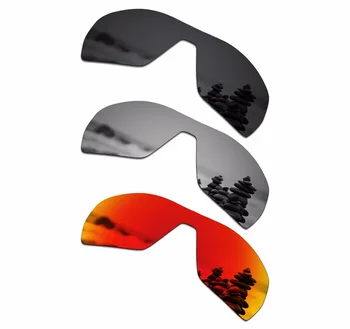 SmartVLT, Комплект от 3 теми, Поляризирани Очила, Сменяеми Лещи за Oakley Offshoot Stealth, Черни и Сребристи, Титанови и Огнено-Червени