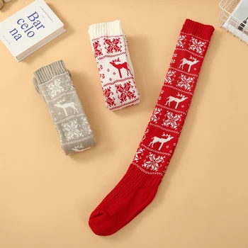 Плетени Чорапи Над Коляното, Терлици, Коледни Чорапи, Дълги Чорапи До Бедрото, Домашни Дрехи, Ежедневни Чорапи Дишащи