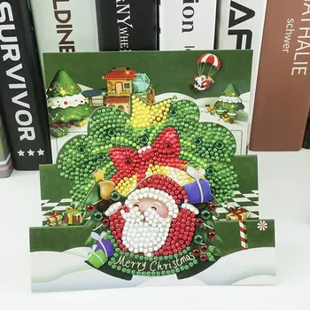 Направи си САМ 3D Диамантена Мозайка Поздравителна Картичка за Коледен Снежен Рожден Ден Диамантена Живопис Комплект Бродерия Подарък За Рожден Ден Декорация на Дома