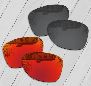 E. O. S 2 Чифта черни и Огнено-червени Поляризирани Сменяеми Лещи за слънчеви очила Oakley Feedback OO4079
