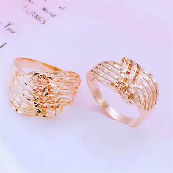 14 розово злато 585 лилаво злато модни луксозни чар геометричен вълнообразни широк версия кухи занаятите откриването на пръстени за жени